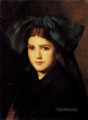 Un retrato de una joven con una caja en el sombrero Jean Jacques Henner